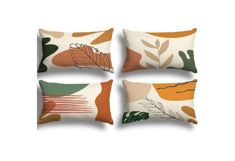 LuxusKollektion Hängedekoration Kissenbezug Leinen Dekokissen outdoor A048 30 x 50 cm 4 Stück von LuxusKollektion