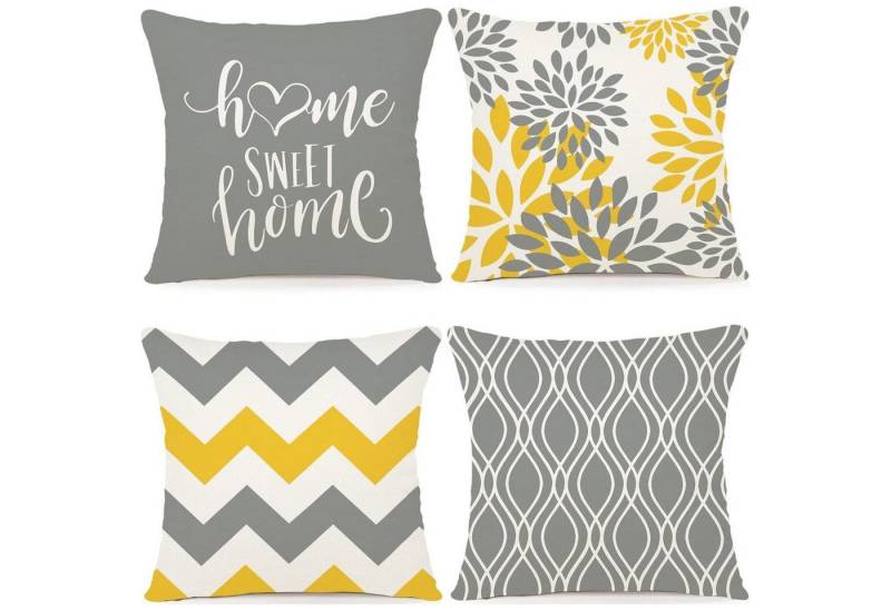 LuxusKollektion Hängedekoration Kissenbezug Leinen Outdoor Dekokissen Sofa A021 45 x 45 cm 4 Stück von LuxusKollektion