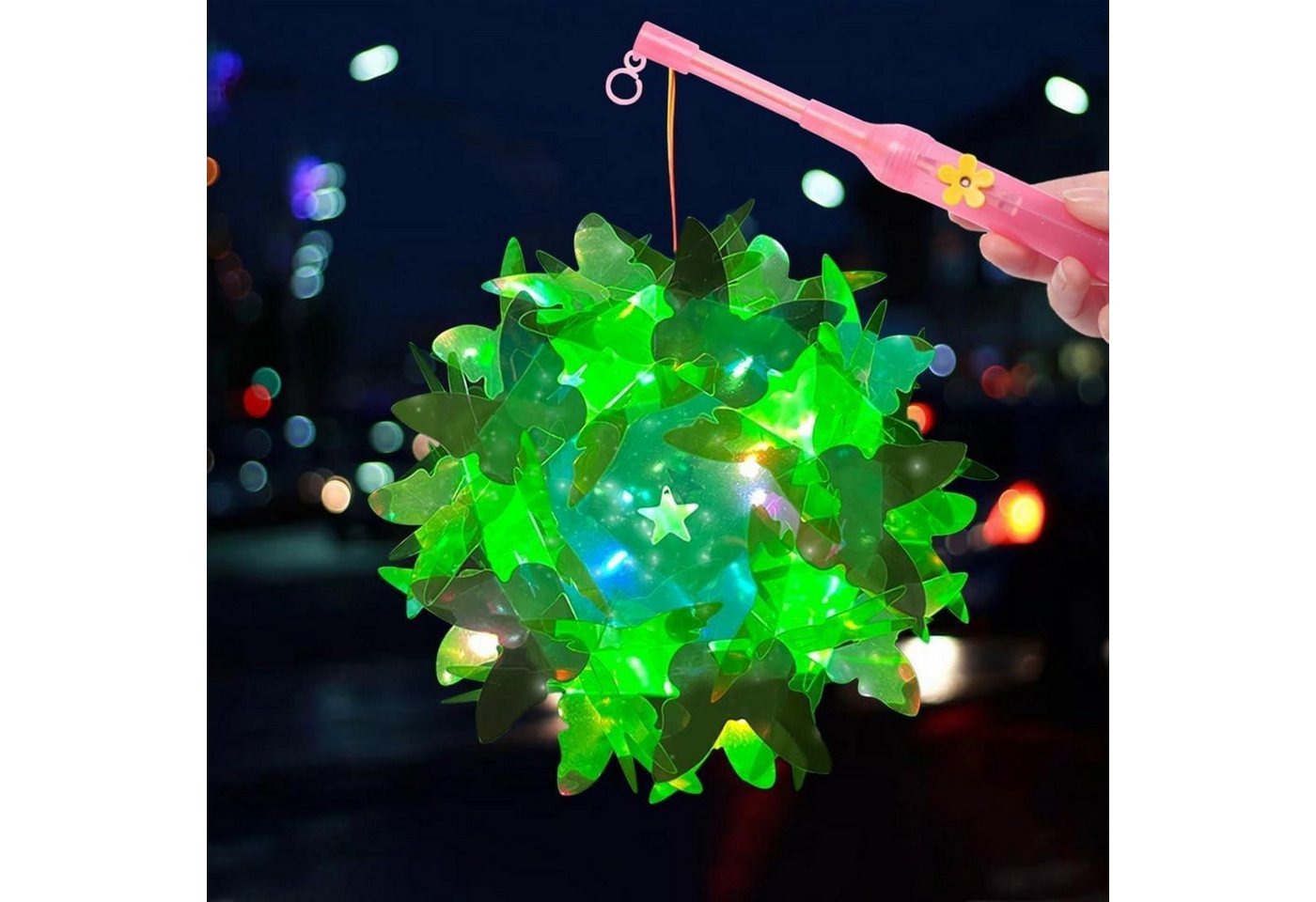 LuxusKollektion Hängedekoration Laterne Kinder St Martin Bastelset Laternenstab Lampions Grün von LuxusKollektion