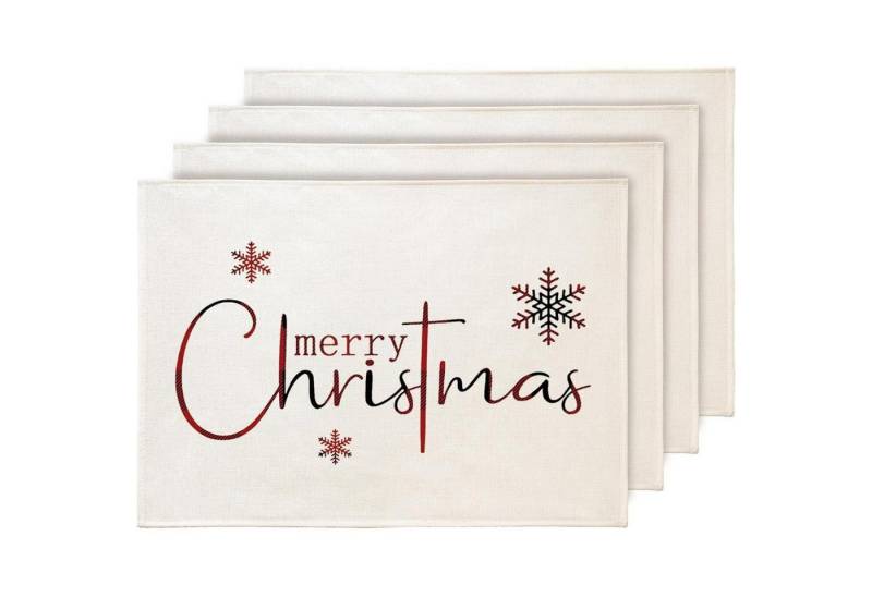 LuxusKollektion Hängedekoration Platzset Weihnachtsdeko 4er Set abwaschbar rot C010 30 x 45 cm 4 Stück von LuxusKollektion