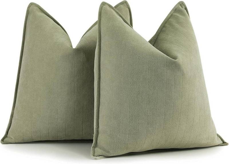 LuxusKollektion Hängedekoration Salbei Grün Chenille Kissenbezug 45x45 2er Set elegantes Design von LuxusKollektion