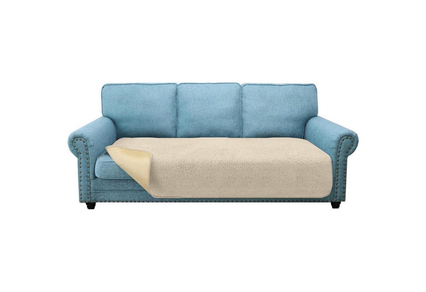 LuxusKollektion Hängedekoration Sitzkissenbezug Sofa Couch Haustiere rutschfest 3 Sitzer Beige von LuxusKollektion