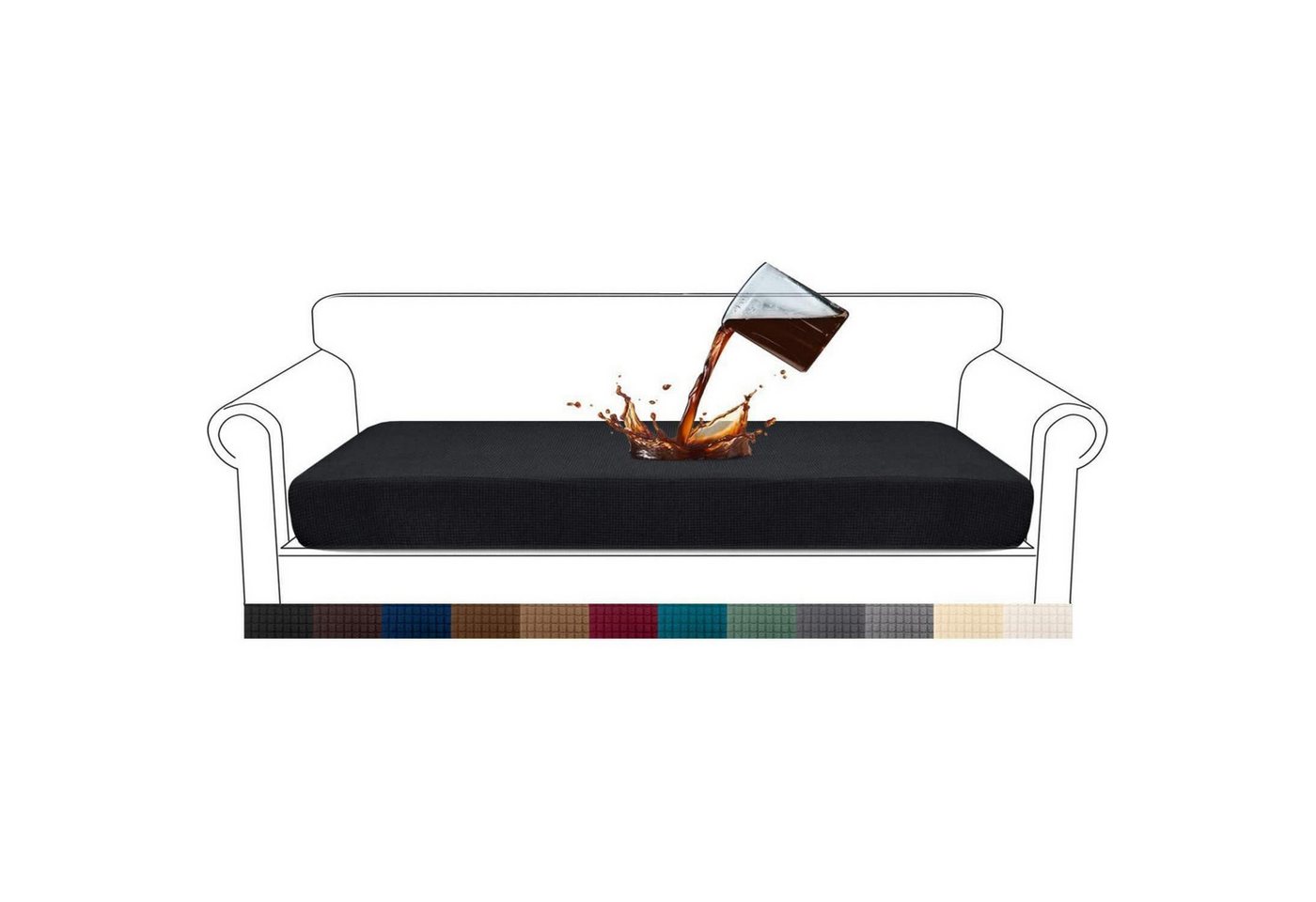 LuxusKollektion Hängedekoration Sitzkissenbezug Wasserdicht Jacquard Stretch Sofa 4 Sitzer Schwarz LuxusKollektion Hängedekoration Sitzkissenbezug Wasserdicht Jacquard Stretch Sofa 4 Sitzer Schwarz von LuxusKollektion