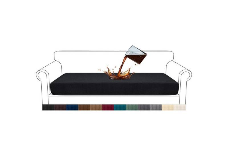 LuxusKollektion Hängedekoration Sitzkissenbezug Wasserdicht Jacquard Stretch Sofa 4 Sitzer Schwarz von LuxusKollektion
