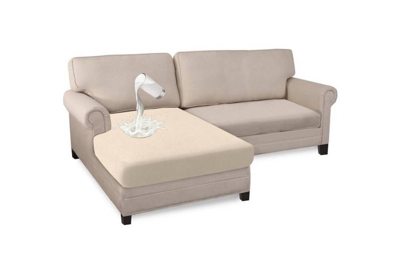 LuxusKollektion Hängedekoration Sitzkissenbezug wasserdicht Jacquard Stretch Sofa Chaise Beige von LuxusKollektion