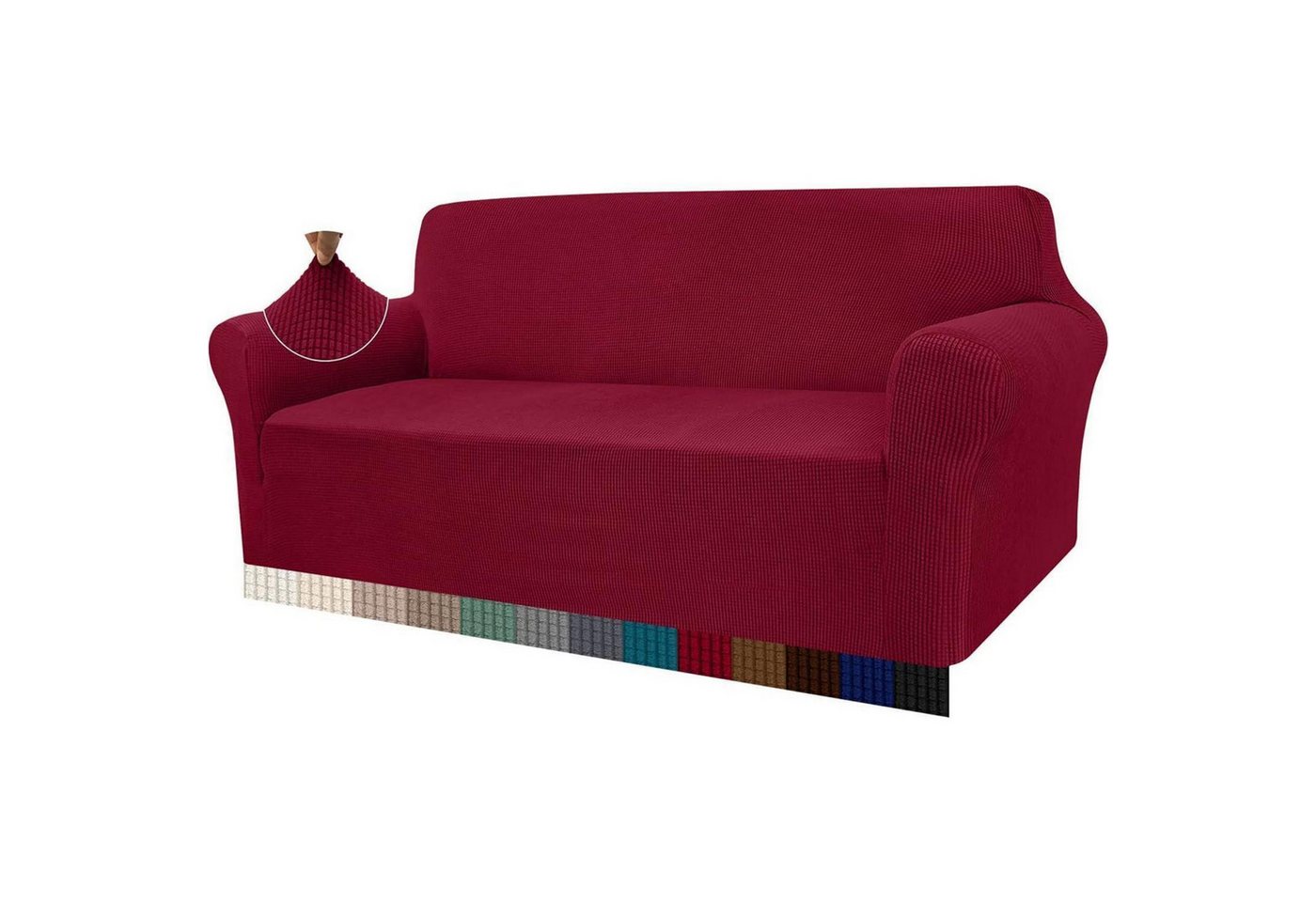 LuxusKollektion Hängedekoration Sofabezug Jacquard Stretch Wohnzimmer Haustiere Hunde 3 Sitzer Weinrot von LuxusKollektion