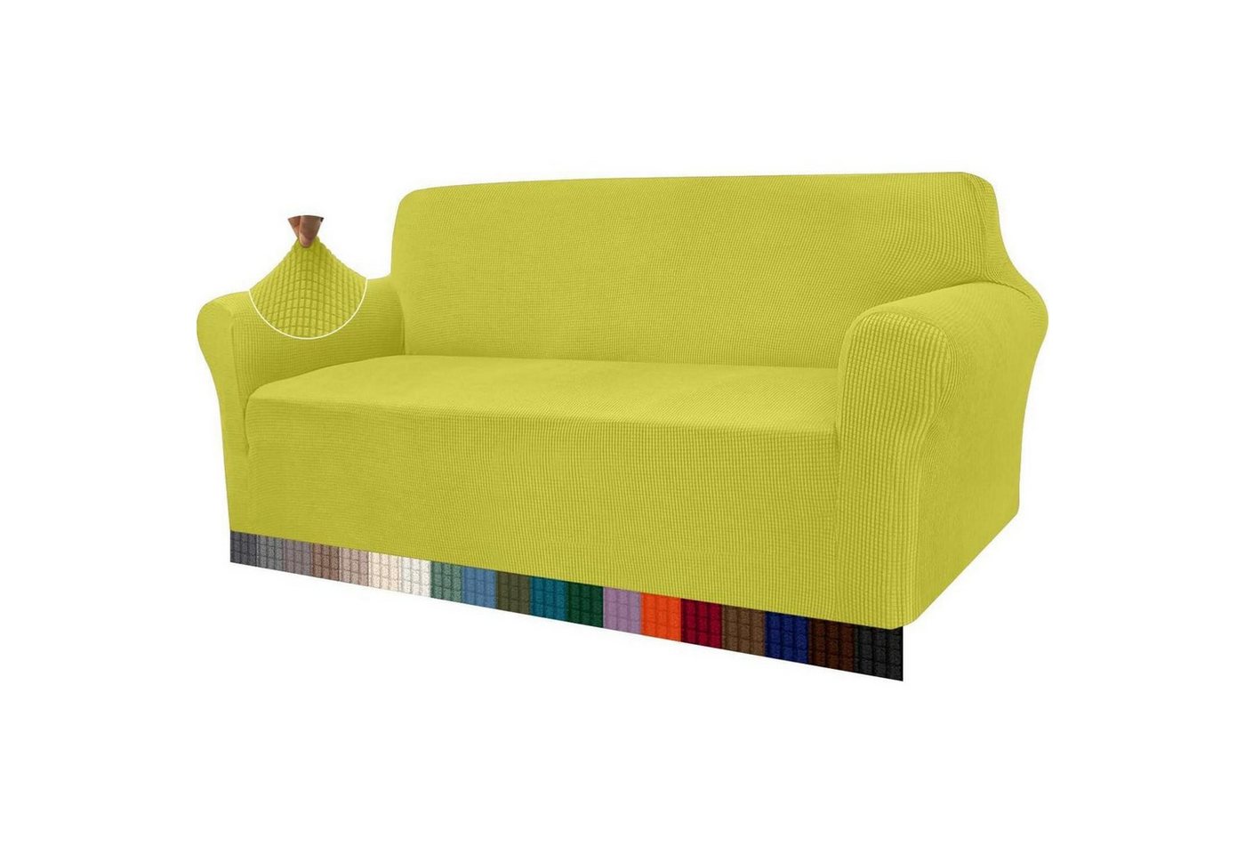 LuxusKollektion Hängedekoration Sofabezug Sofahusse Jacquard Elastisch Haustiere 3 Sitzer Zitronengelb von LuxusKollektion
