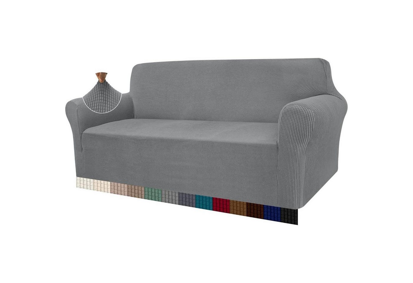 LuxusKollektion Hängedekoration Sofabezug Stretch Jacquard Elastisch Haustiere Hunde 3 Sitzer Hellgrau von LuxusKollektion