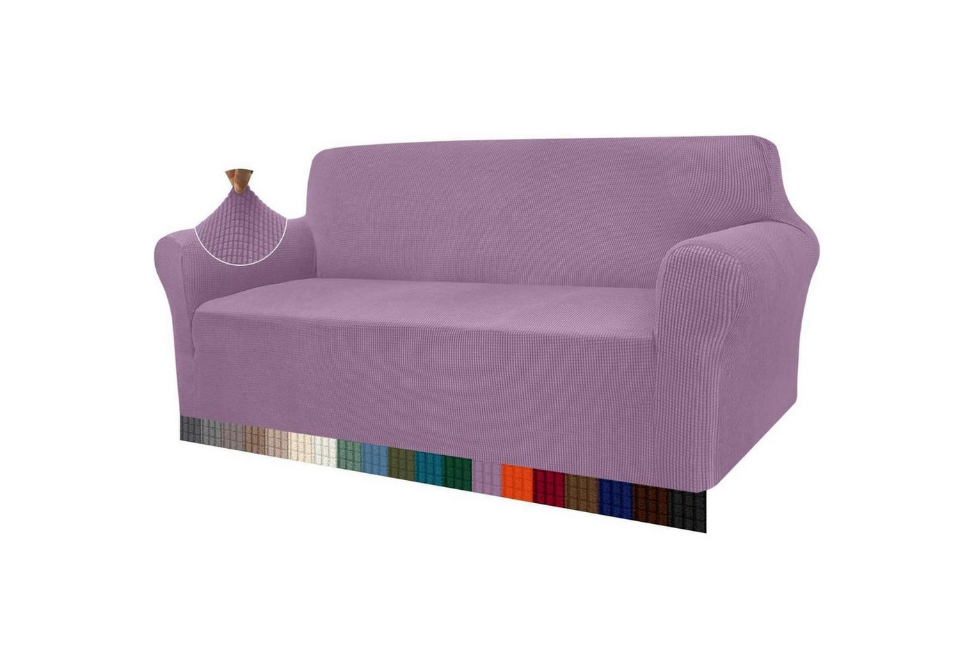 LuxusKollektion Hängedekoration Sofabezug Stretch Jacquard Sofahusse Wohnzimmer Haustier 3 Sitzer Lila von LuxusKollektion