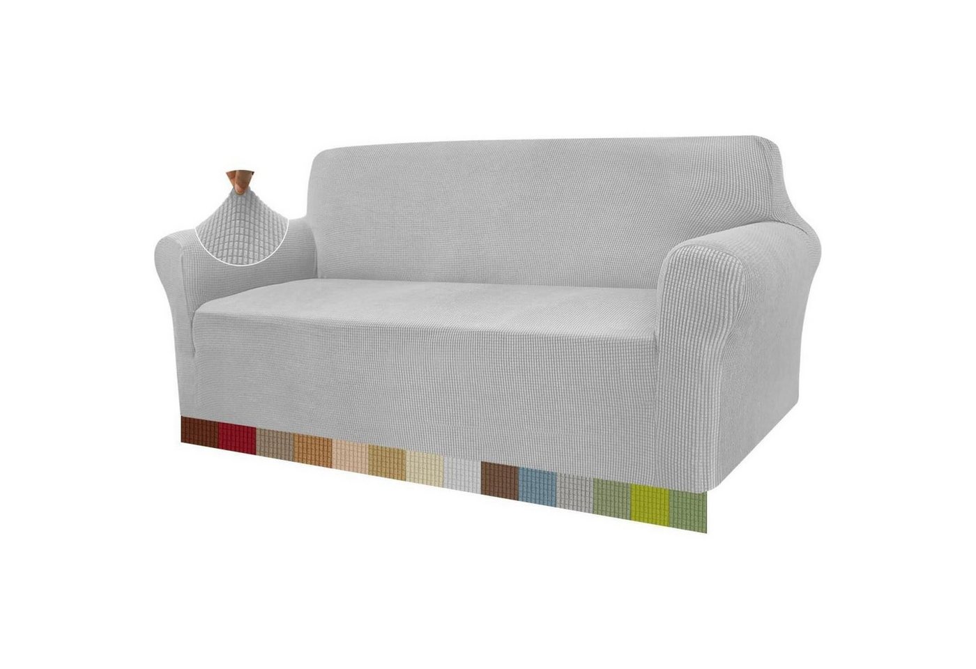 LuxusKollektion Hängedekoration Sofabezug Stretch Jacquard Sofaüberwurf Haustiere 3 Sitzer Silbergrau von LuxusKollektion