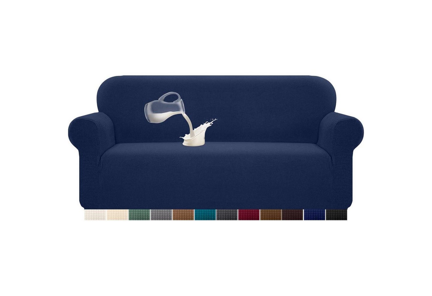 LuxusKollektion Hängedekoration Sofabezug Stretch Wasserdicht Spandex Anti Rutsch 3 Sitzer Dunkelblau von LuxusKollektion
