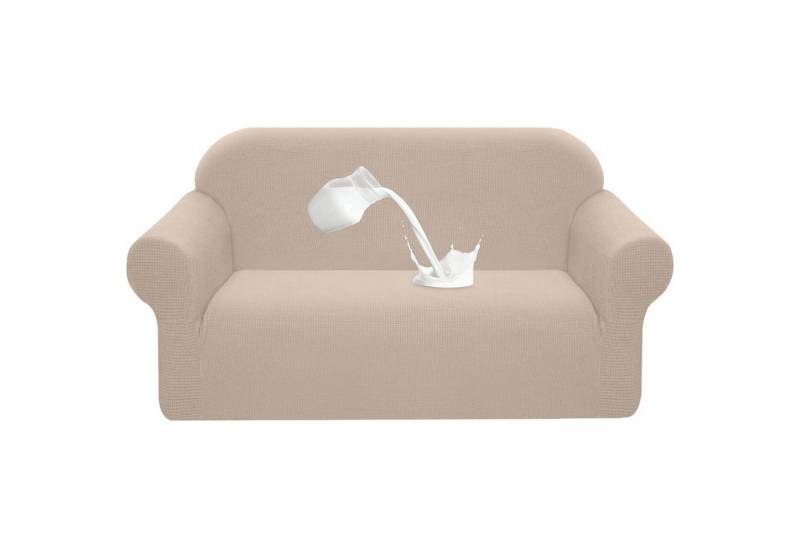 LuxusKollektion Hängedekoration Sofabezug Stretch Wasserdicht Spandex Antirutsch 2 Sitzer Khaki von LuxusKollektion