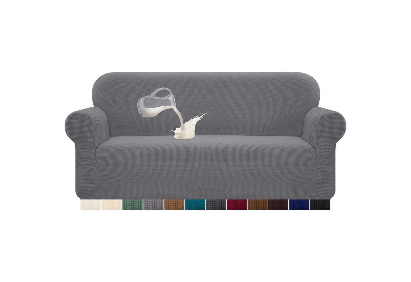 LuxusKollektion Hängedekoration Sofabezug Stretch Wasserdicht Spandex Jacquard 3 Sitzer Hellgrau von LuxusKollektion