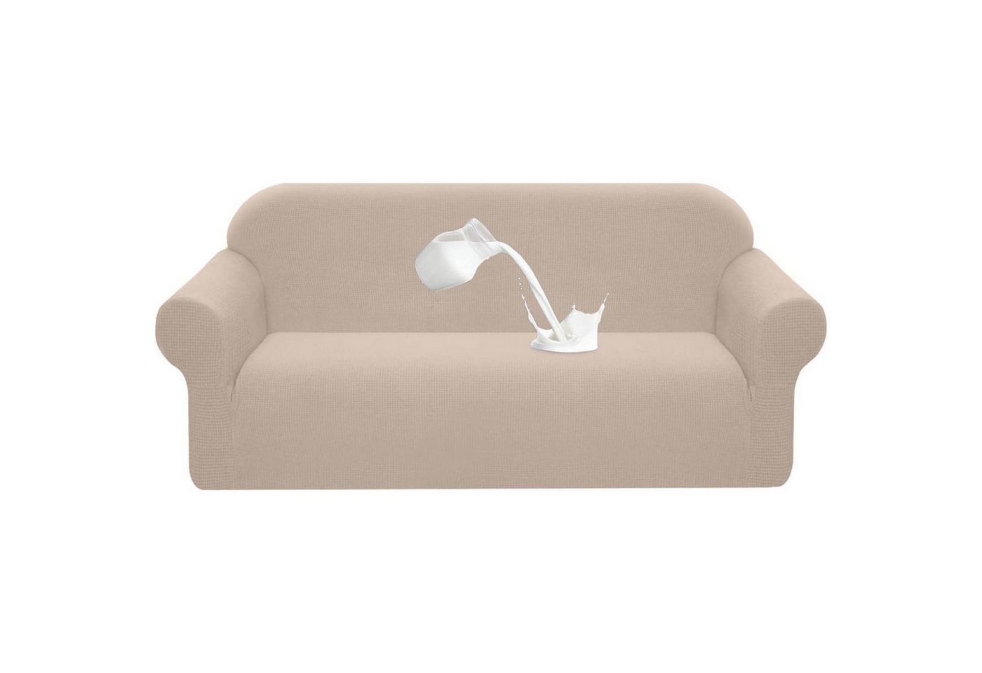 LuxusKollektion Hängedekoration Sofabezug Stretch Wasserdicht Spandex Jacquard Anti 3 Sitzer Khaki von LuxusKollektion