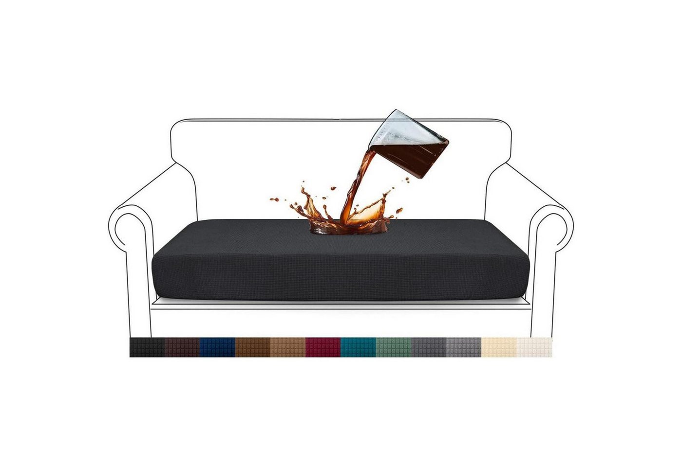 LuxusKollektion Hängedekoration Sofabezug Wasserdicht Jacquard Highstretch 2 Sitzer Schwarz LuxusKollektion Hängedekoration Sofabezug Wasserdicht Jacquard Highstretch 2 Sitzer Schwarz von LuxusKollektion