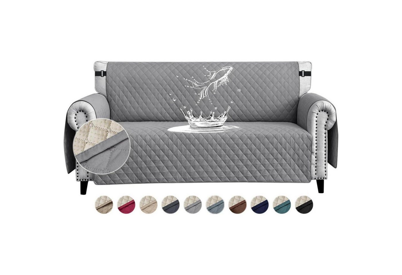 LuxusKollektion Hängedekoration Sofabezug Wasserdicht Rutschfest Kratzfest Blassgrau 3 Sitzer LuxusKollektion Hängedekoration Sofabezug Wasserdicht Rutschfest Kratzfest Blassgrau 3 Sitzer von LuxusKollektion
