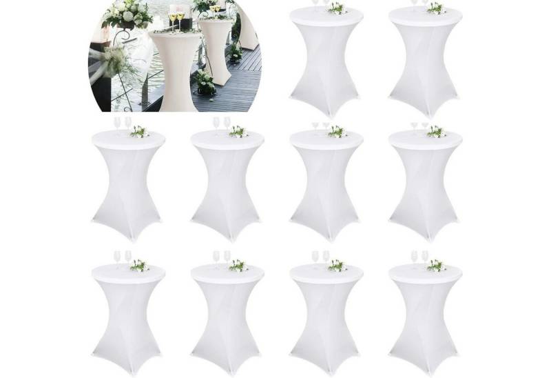 LuxusKollektion Hängedekoration Stehtisch Husse 10er Set Stretch Bistrotisch 80 Weiß 80×110cm(10Pcs) von LuxusKollektion