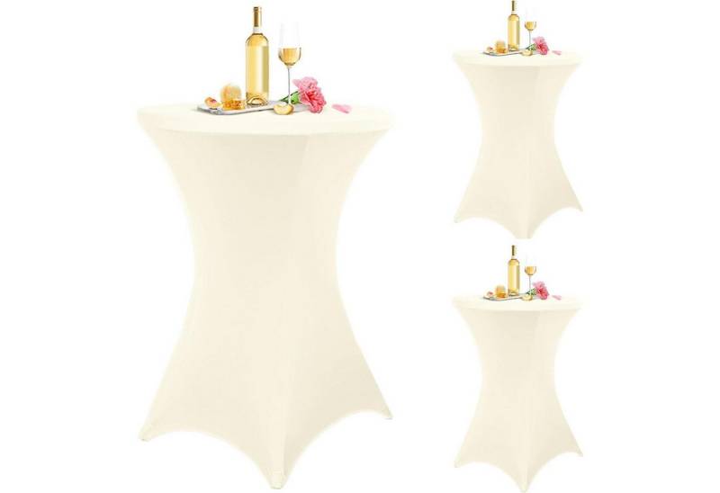 LuxusKollektion Hängedekoration Stehtisch Husse Stretch 3er Set 80-85cm Beige 80×110cm(3Pcs) von LuxusKollektion