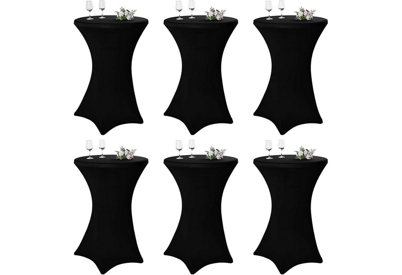 LuxusKollektion Hängedekoration Stehtisch Husse Stretch 6er Set Schwarz Schwarz 70×110cm(6Pcs) von LuxusKollektion