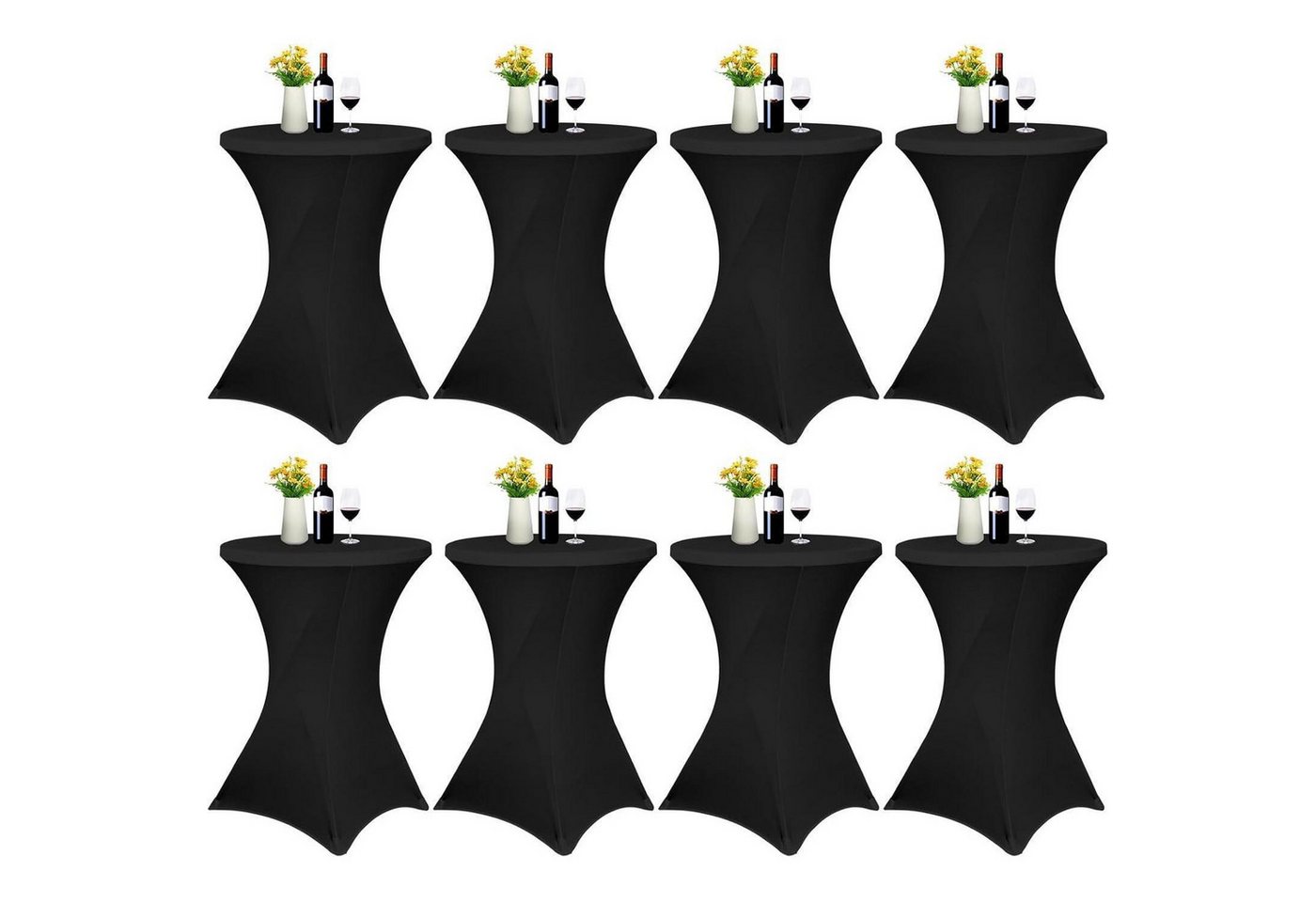 LuxusKollektion Hängedekoration Stehtisch Husse Stretch 80-85cm Schwarz Schwarz 80×110cm(8Pcs) von LuxusKollektion