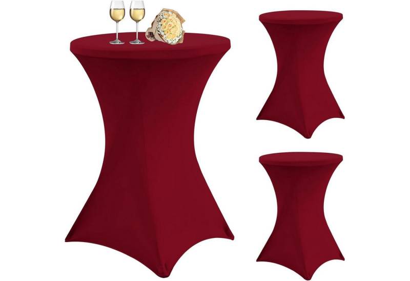 LuxusKollektion Hängedekoration Stehtisch Hussen 3er Stretch 80cm Burgund Burgund 110 cm (Rund) von LuxusKollektion