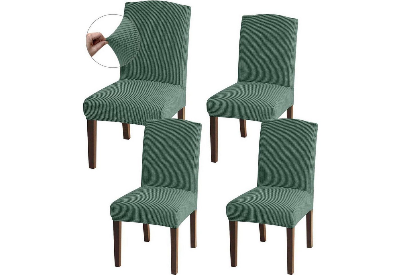 LuxusKollektion Hängedekoration Stuhlhussen Jacquard Dehnung Esszimmerstühle Set von 4 Matchagrün LuxusKollektion Hängedekoration Stuhlhussen Jacquard Dehnung Esszimmerstühle Set von 4 Matchagrün von LuxusKollektion