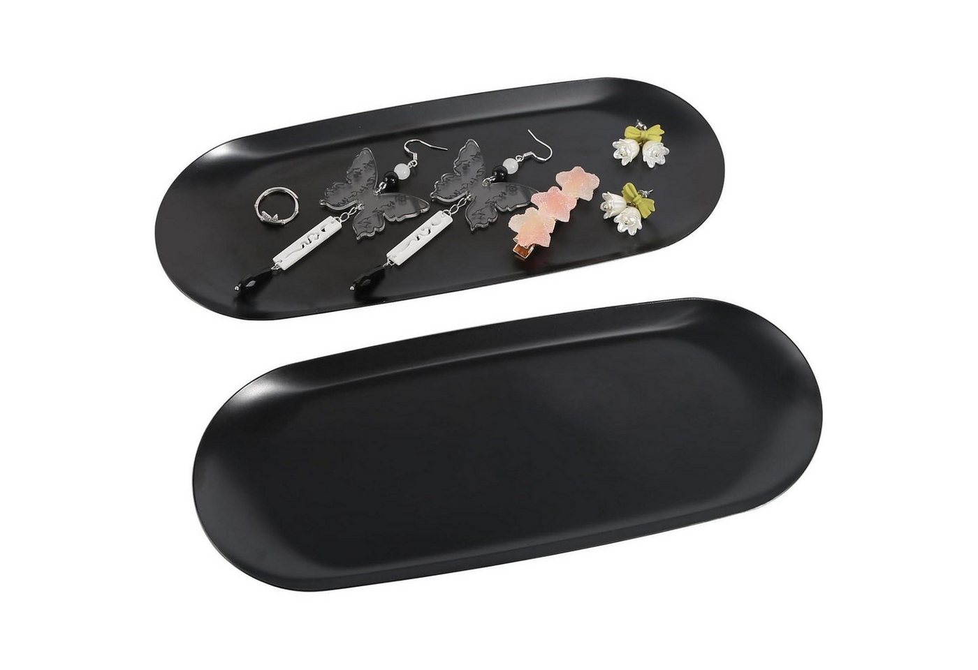 LuxusKollektion Hängedekoration Tablett 2er Dekotablett Edelstahl Kosmetik Schmuck Kerzen Schwarz von LuxusKollektion