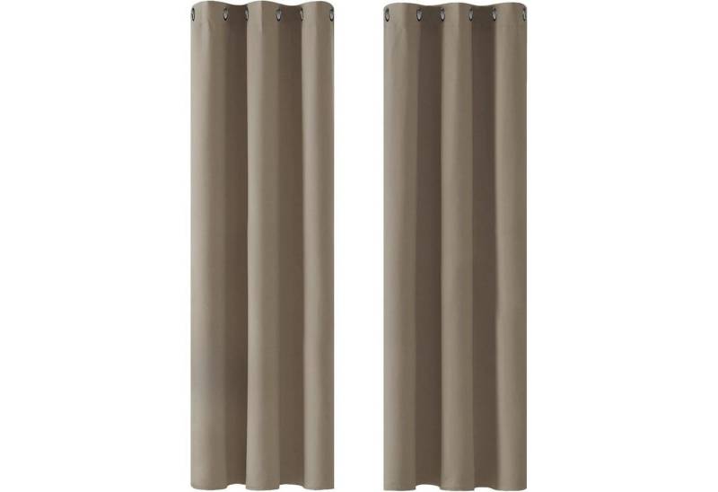LuxusKollektion Hängedekoration Thermogardine Blickdicht Ösen H229 x B107 cm (2er Pack) Taupe von LuxusKollektion