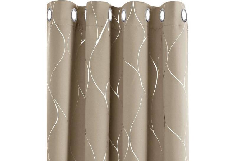 LuxusKollektion Hängedekoration Thermovorhang Ösenvorhang Thermogardine H160 x B132 cm 2er Pack Taupe von LuxusKollektion