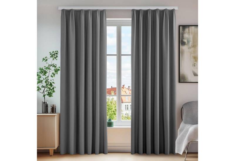 LuxusKollektion Hängedekoration Thermovorhang Verdunkelung H290 x B140 cm (2er Pack) Hellgrau von LuxusKollektion