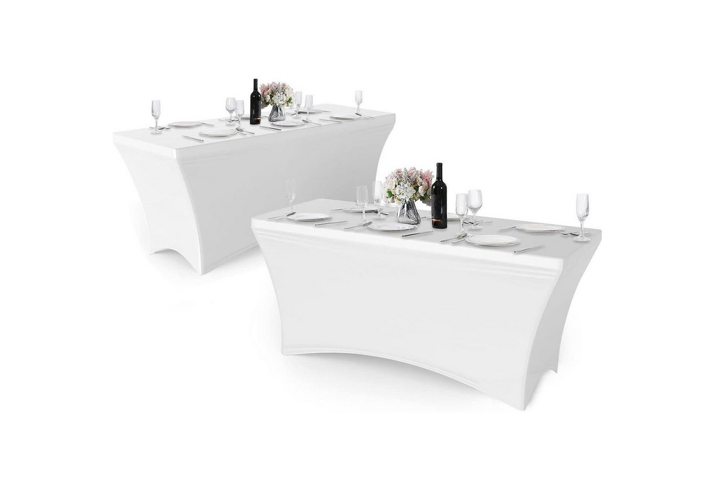 LuxusKollektion Hängedekoration Tischdecke 2er Pack Spandex Fitted 6FT Rechteckig Hochzeit 6ft Weiß von LuxusKollektion