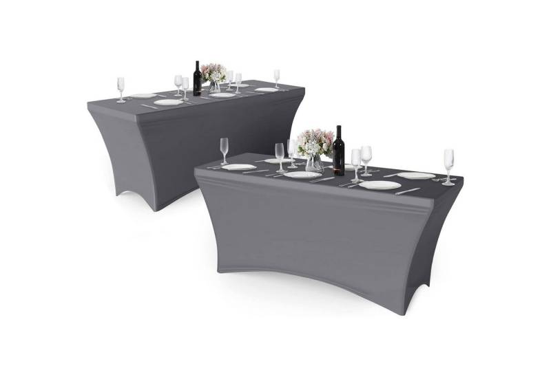 LuxusKollektion Hängedekoration Tischdecke Fitted Spandex Rechteckig Elastisch 2er Pack 6ft Hellgrau von LuxusKollektion