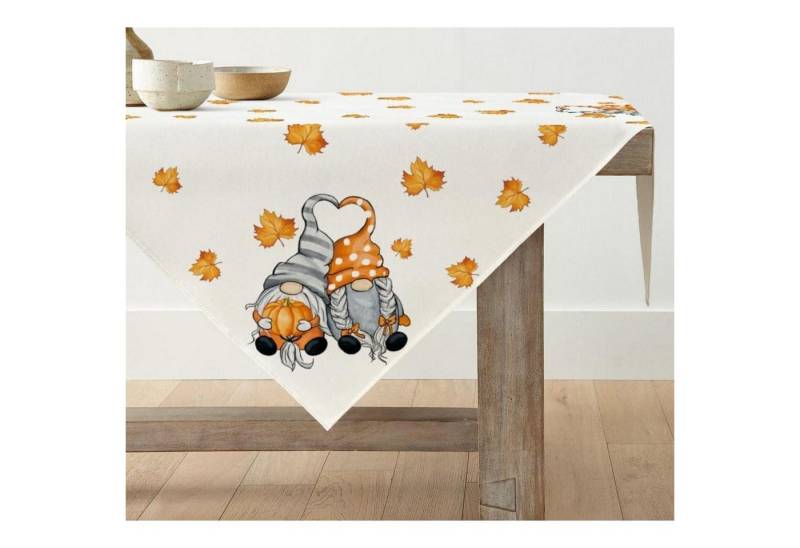 LuxusKollektion Hängedekoration Tischdecke Kürbisse Ahornblätter 100 x 100 cm (Quadratisch) Beige von LuxusKollektion