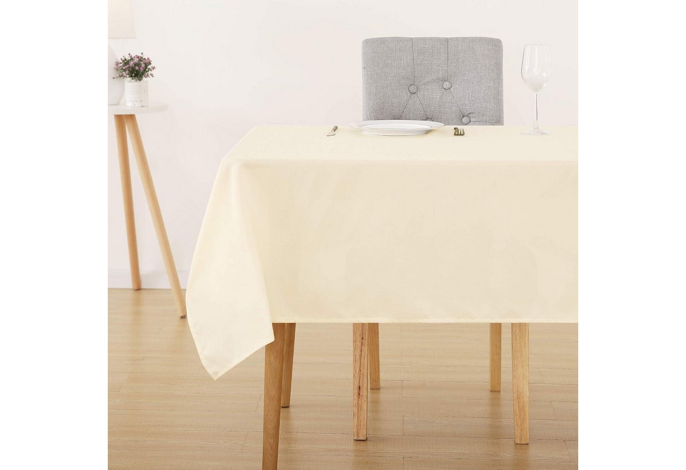 LuxusKollektion Hängedekoration Tischdecke Wasserabweisend Lotuseffekt 200 x 150 cm (Rechteckig) Beige von LuxusKollektion