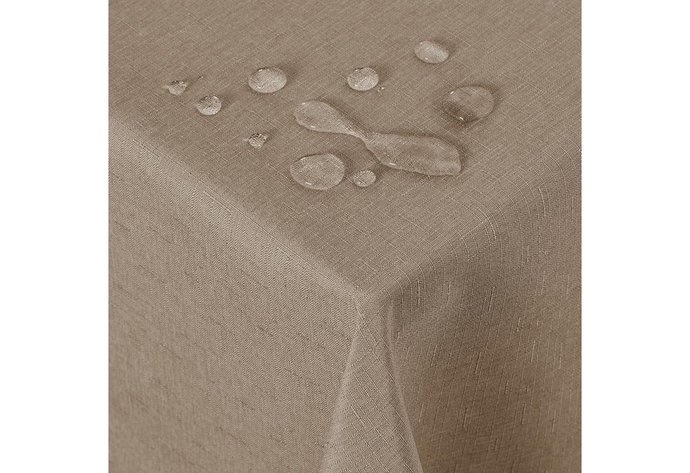 LuxusKollektion Hängedekoration Tischdecke Wasserabweisend Lotuseffekt 300 x 140 cm (Rechteckig) Taupe von LuxusKollektion