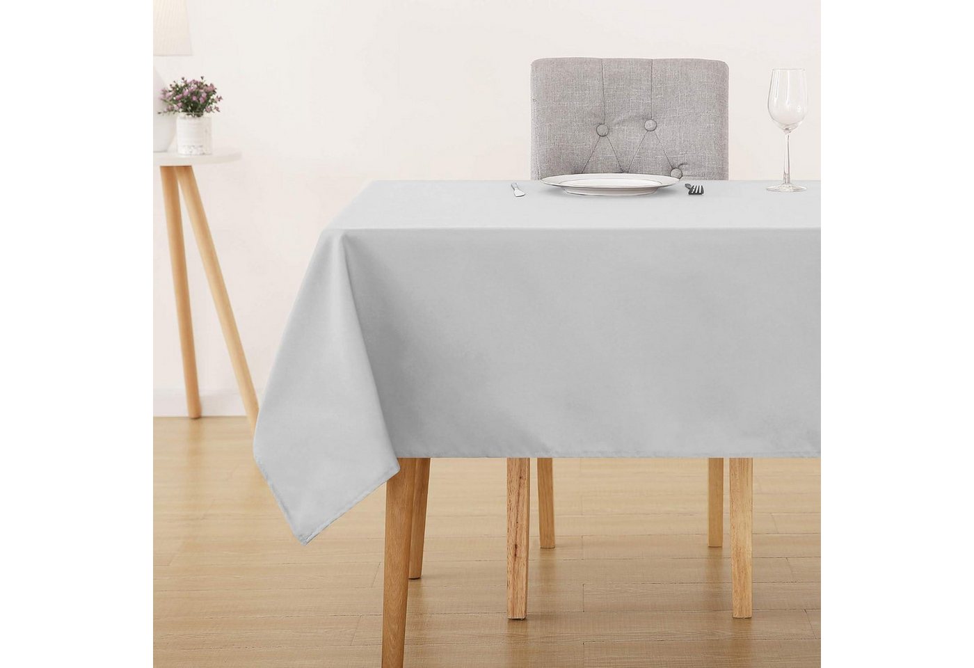 LuxusKollektion Hängedekoration Tischdecke wasserabweisend 240 x 140 cm (Rechteckig) Hellgrau von LuxusKollektion
