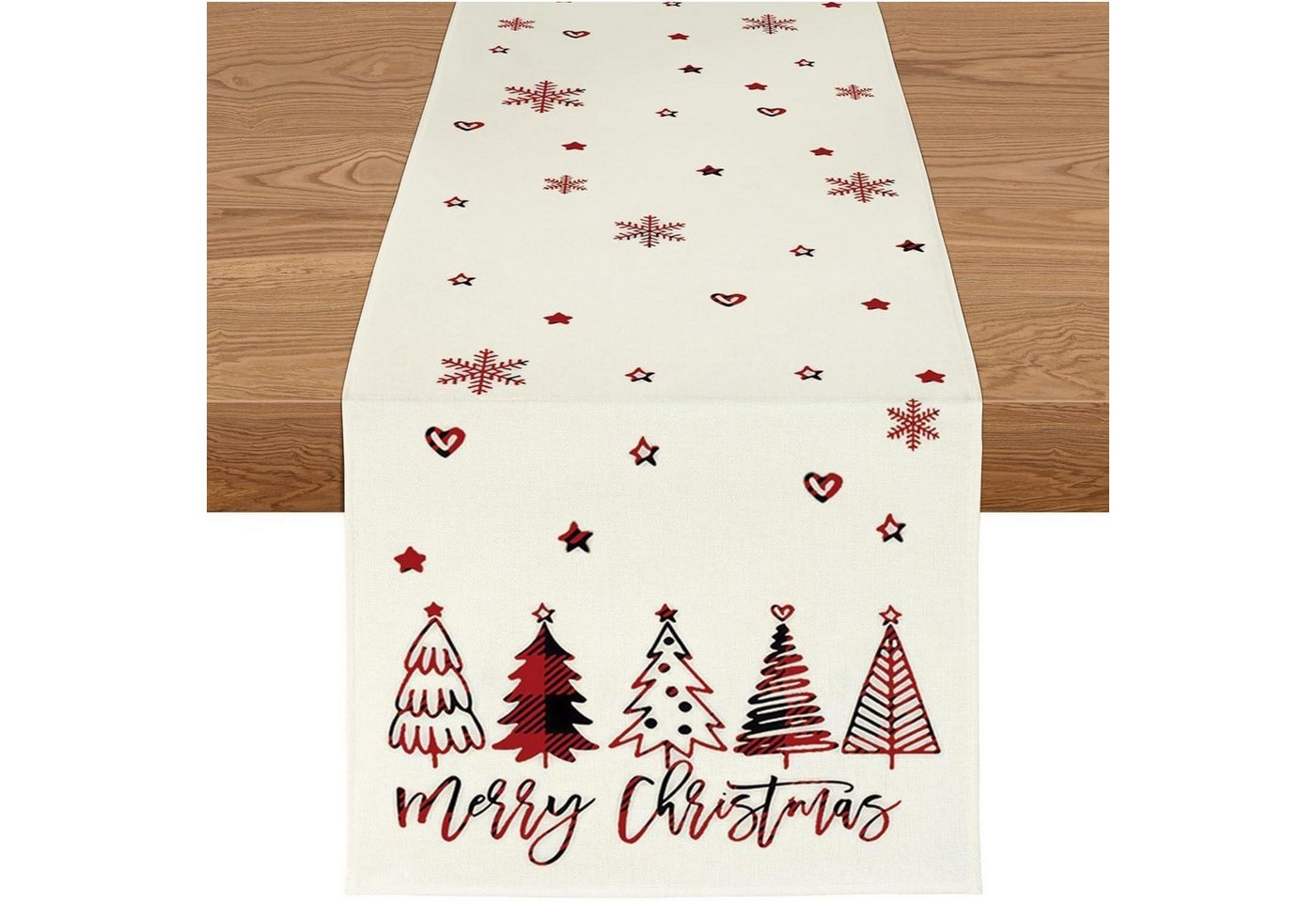 LuxusKollektion Hängedekoration Tischläufer Weihnachtsdeko Rot Beige 40 x 100 cm 1 Stück von LuxusKollektion