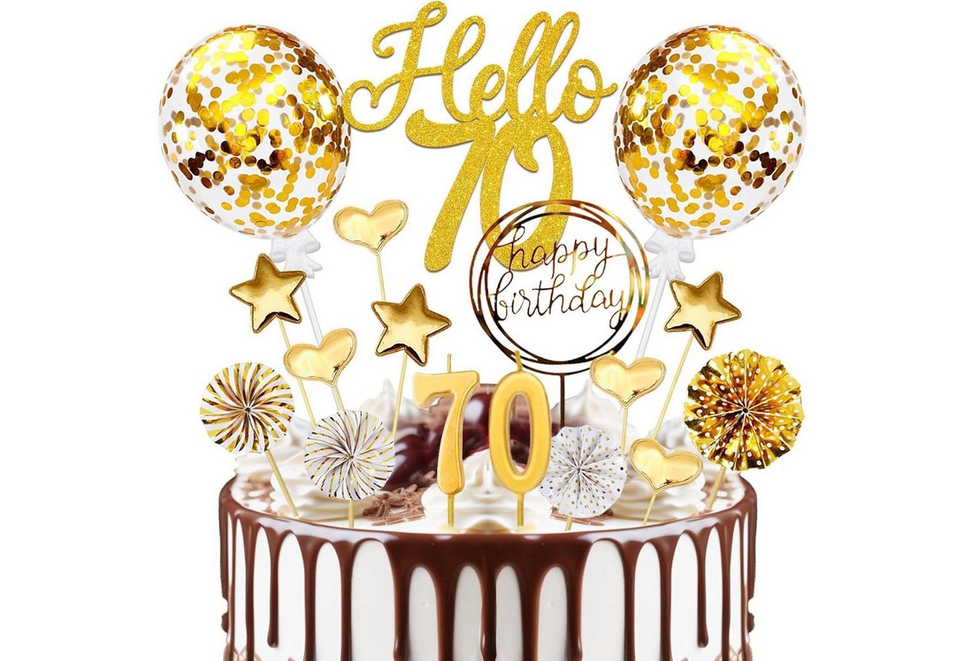 LuxusKollektion Hängedekoration Tortendeko Topper Gold Glitzer Mann Frau 20 Pcs 70 von LuxusKollektion