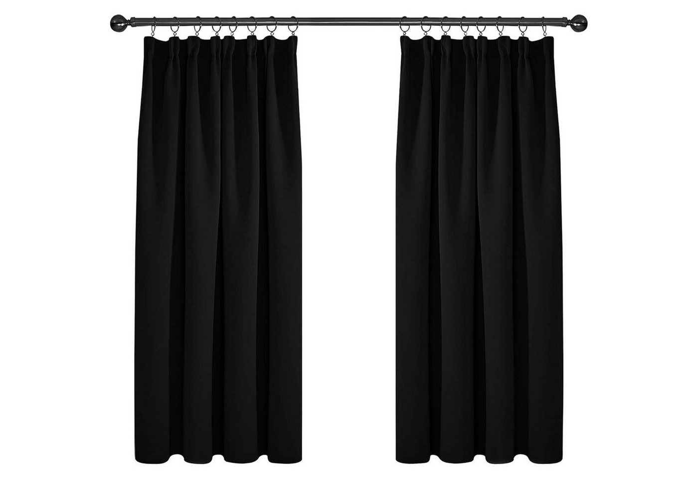 LuxusKollektion Hängedekoration Verdunkelungsgardinen Vorhang H138 x B117 cm (2er Pack) Schwarz von LuxusKollektion