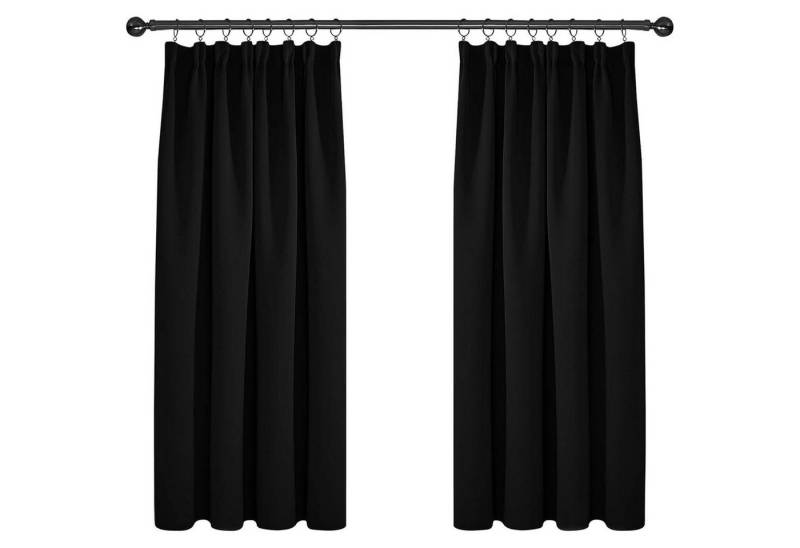 LuxusKollektion Hängedekoration Verdunkelungsgardinen Vorhang H138 x B117 cm (2er Pack) Schwarz von LuxusKollektion