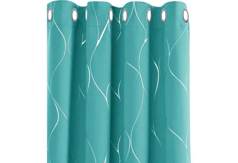 LuxusKollektion Hängedekoration Verdunkelungsvorhänge Ösen H183 x B168 cm (2er Pack) Türkis von LuxusKollektion