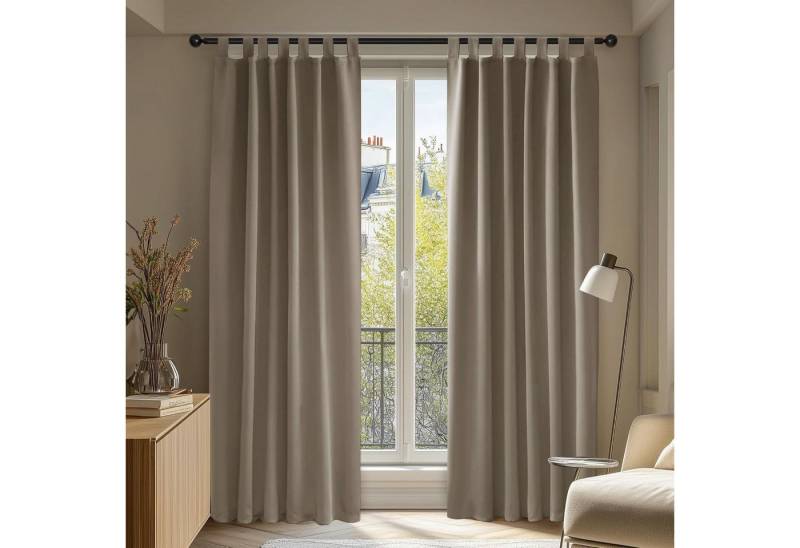 LuxusKollektion Hängedekoration Verdunkelungsvorhang Schlaufen H245 x B140 cm (2er Pack) Taupe von LuxusKollektion