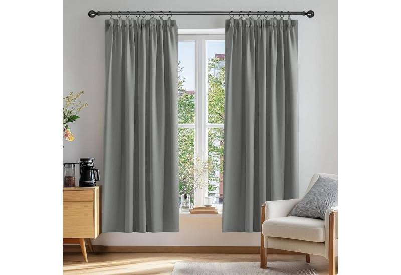 LuxusKollektion Hängedekoration Vorhänge Bleistiftfalten 117x213cm H214 x B117 cm (2er Pack) Hellgrau von LuxusKollektion