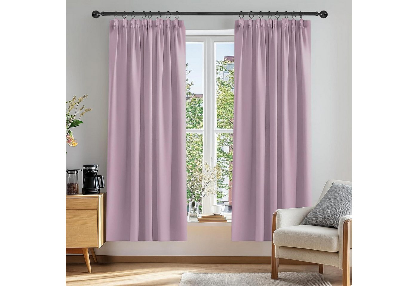 LuxusKollektion Hängedekoration Vorhänge Blickdicht Balkon Fenster H183 x B168 cm (2er Pack) Hellrosa von LuxusKollektion