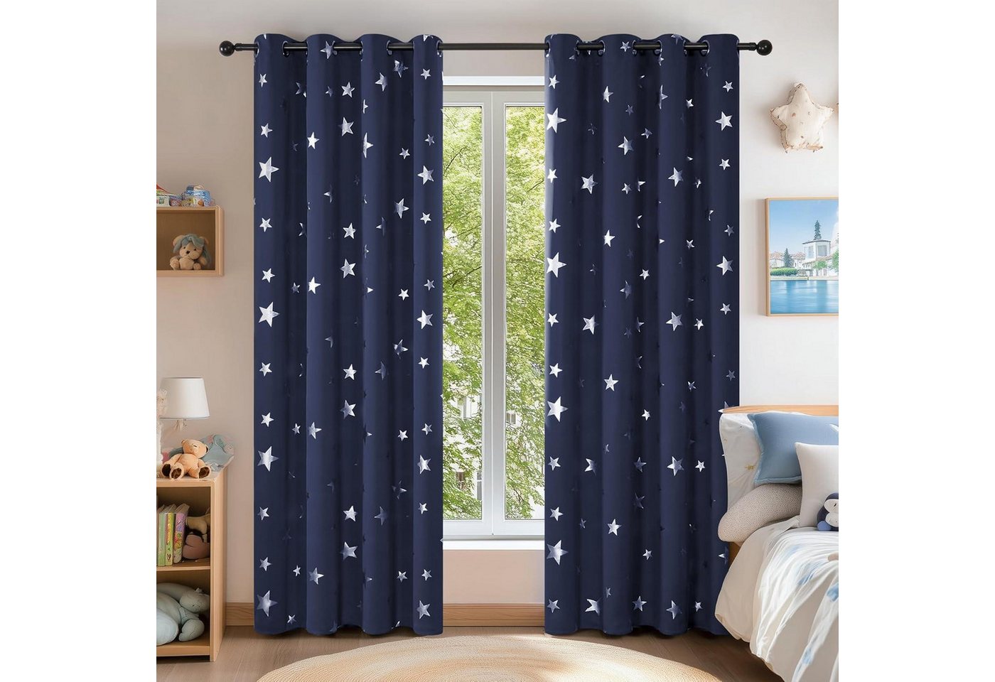 LuxusKollektion Hängedekoration Vorhänge Blickdichte Lichtblocker H229 x B117 cm (2er Pack) Dunkelblau von LuxusKollektion