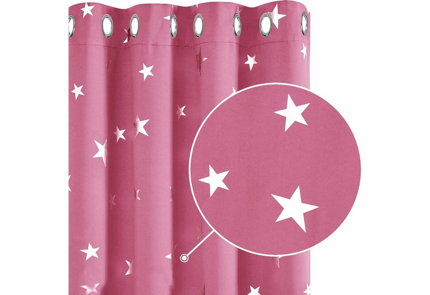 LuxusKollektion Hängedekoration Vorhänge Blickdichte Sterne 180x140cm H180 x B140 cm (2er Pack) Rosa von LuxusKollektion