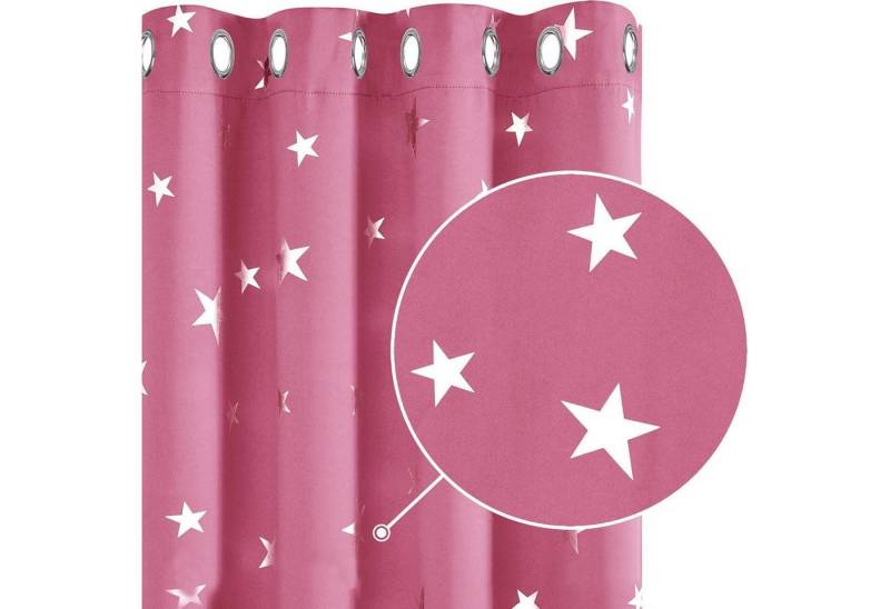 LuxusKollektion Hängedekoration Vorhänge Blickdichte Sterne 180x140cm H180 x B140 cm (2er Pack) Rosa von LuxusKollektion