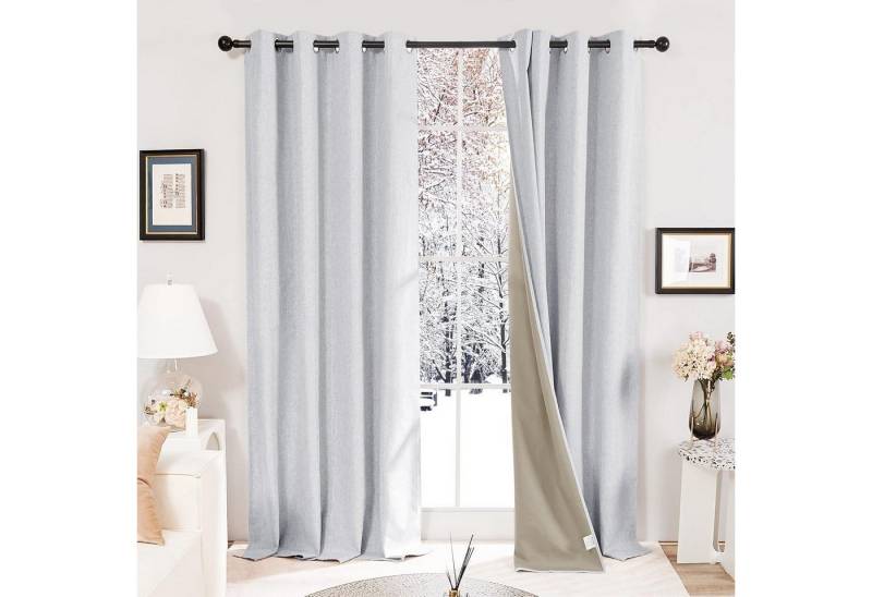LuxusKollektion Hängedekoration Vorhänge Vollverdunkelung Ösen H138 x B117 cm (2er Pack) Hellgrau von LuxusKollektion