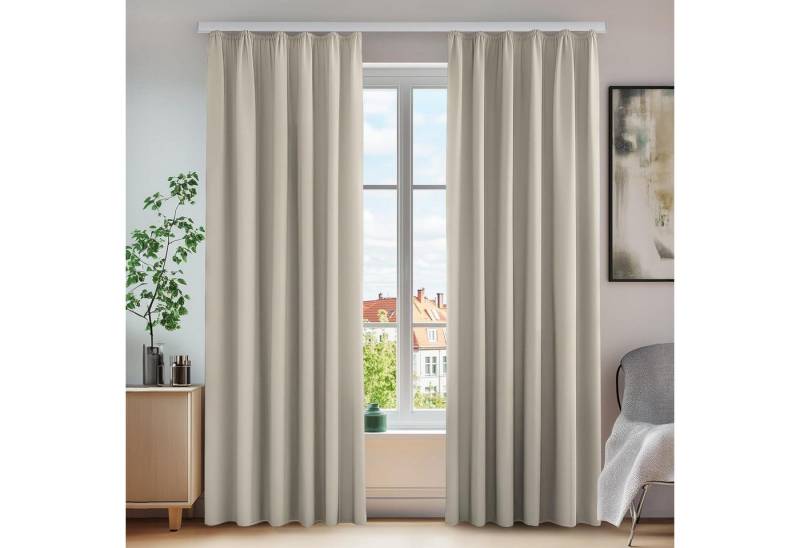 LuxusKollektion Hängedekoration Vorhang Blickdicht Kräuselband H245 x B140 cm (2er Pack) Creme von LuxusKollektion