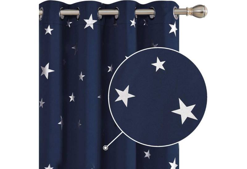 LuxusKollektion Hängedekoration Vorhang Blickdicht Verdunkelnd H138 x B132 cm (2er Pack) Dunkelblau von LuxusKollektion